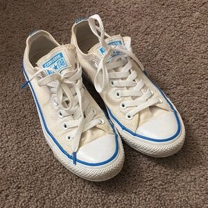 All White Blue Trim Chuck Taylor All Stars ⭐️